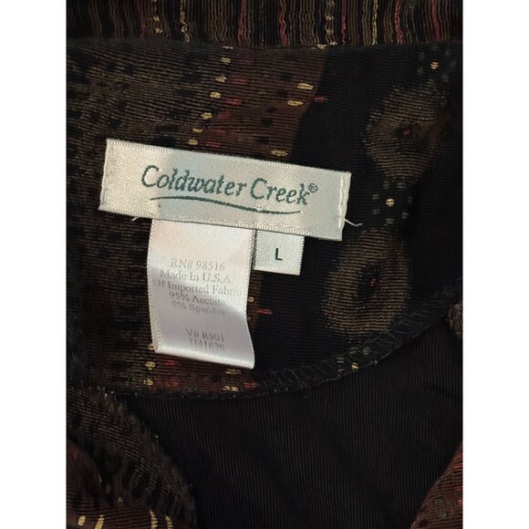Coldwater Creek Womens Blouse Size L Black & Brown Geometric Print - Picture 2 of 6